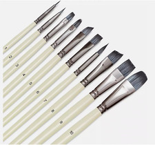 DUGATO Artist Paint Brushes Set 10pcs for Acrylic Oil Watercolor Gouache, White