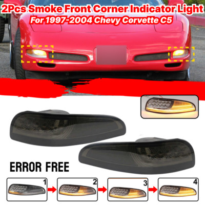 2X For 1997-2004 C5 Corvette LED Front Bumper Corner Lights Lamp Assemblies
