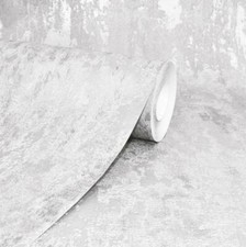 Havana White Distressed Industrial Metallic Wallpaper Paste Wall A.S Creation