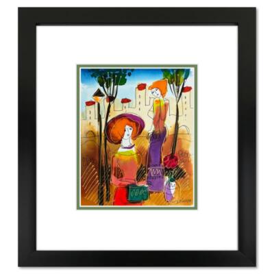 Moshe Leider, Framed Original Mixed Media Watercolor Painting, Hand Signed