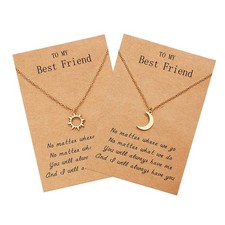 Best Friend Necklace for 2, Sun and Moon Matching Friendship Necklace Jewelry Gi