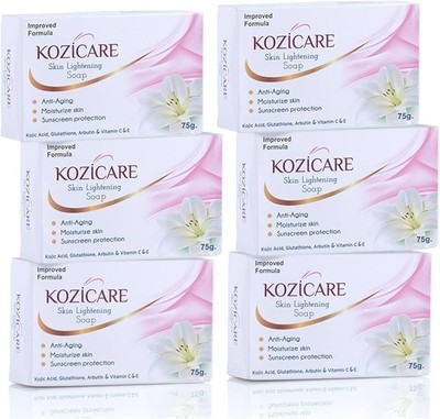 Pack of 6 X Kozicare Skin Lightening Soap 75 gm Enriched with Kojic Acid,Vitamin
