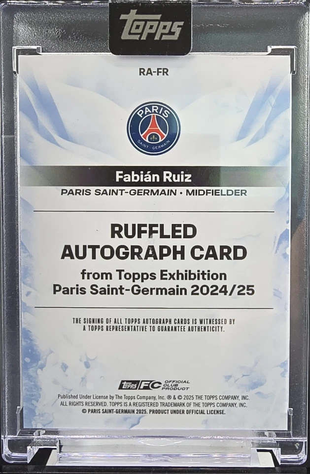 2024/25 Topps Exhibition PSG Fabian Ruiz Auto On Card Auto #4/5 Red Spain - Image 2 of 2