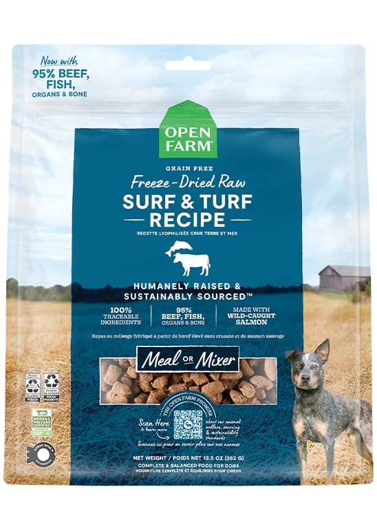 Open Farm, Freeze Dried Raw Dog Food, Morsels with 95% 1.38 Pound (Pack of 1) 
