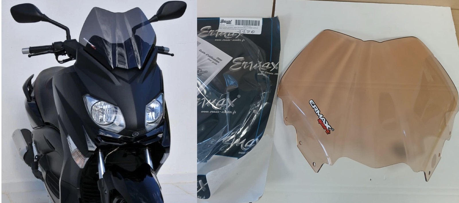 Pare-brise Ermax Sport Yamaha XMax 125 bulle marron clair 2010-2013