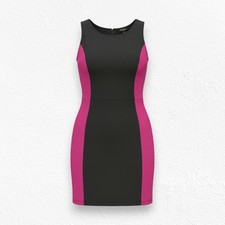 Y2K Guess Black Pink Colorblock Made in USA Sleeveless Bodycon Dress Size Medium