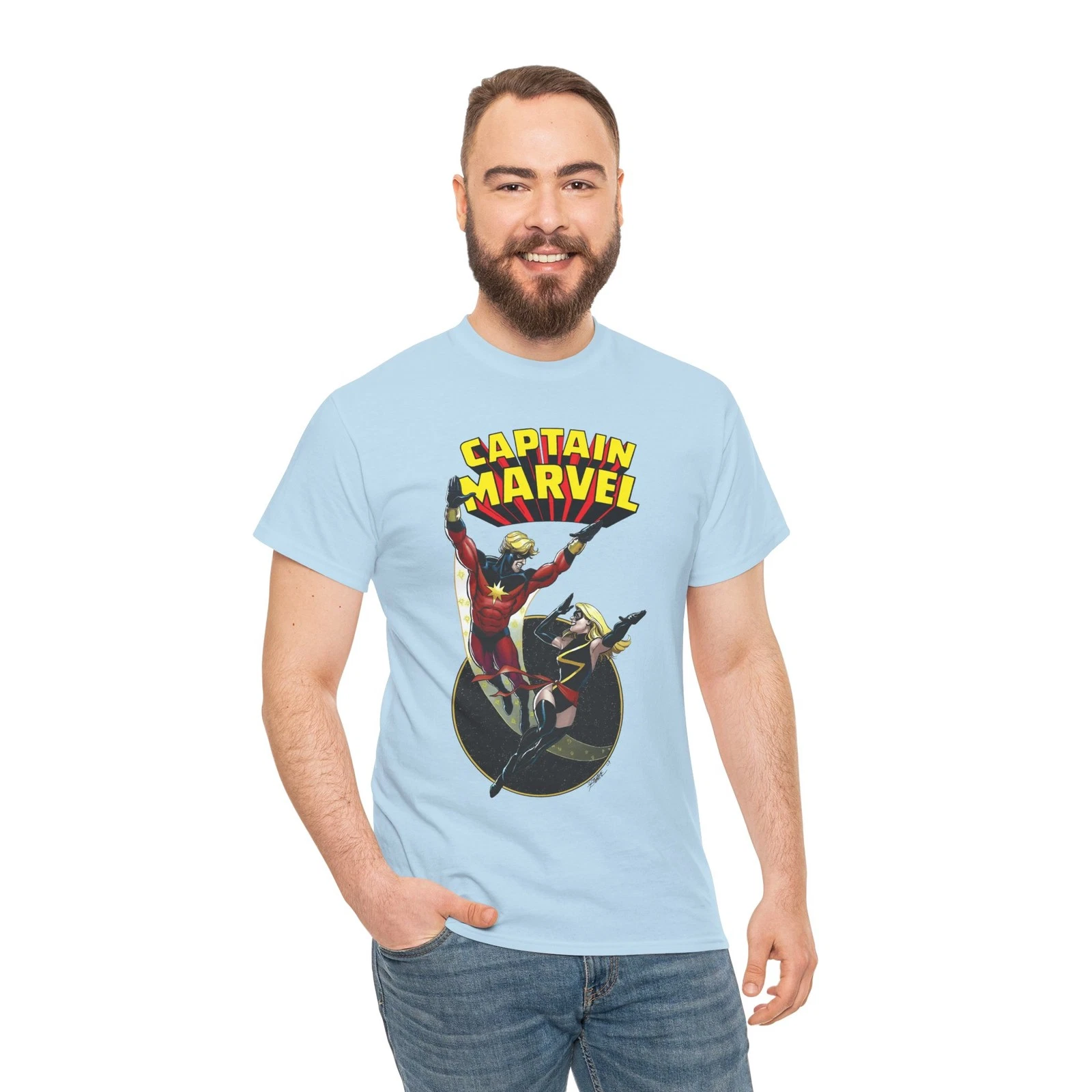 Captain Marvel T-Shirt - George Perez Art - Mar-Vell, Carol Danvers