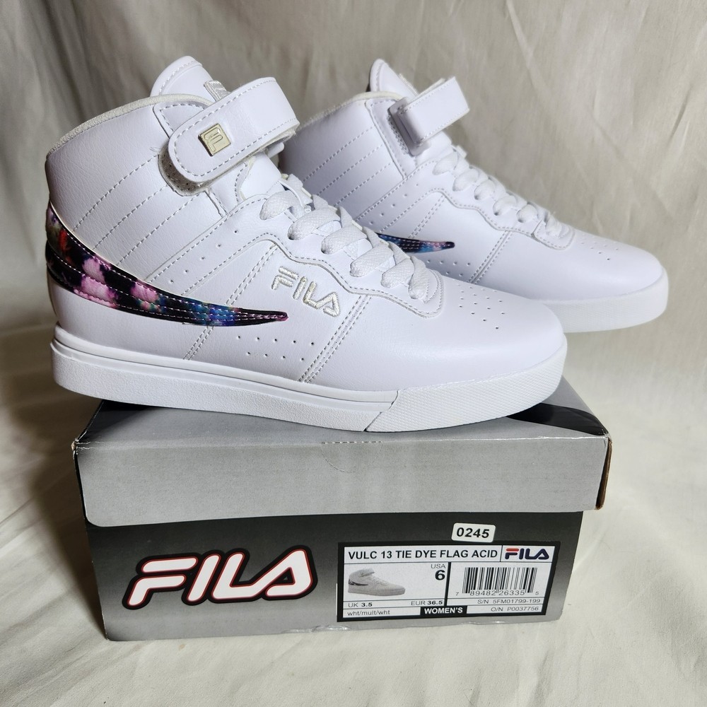 Fila Vulc 13 Tie Dye Flag Acid 6 White High-Top Sneakers with Tie-Dye Accent