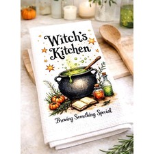 Witch's Kitchen Waffle Tea Towel Cauldron Potion Gothic Halloween Dish