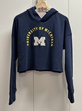 NEW Women Nike DriFit NCAA Michigan Wolverine Yoga Cropped Hoodie Sweater Size M