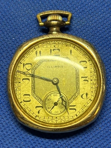 ILLINOIS WATCH CO 11 Jewel Pocket Watch For Parts Repairs Restoration J#34