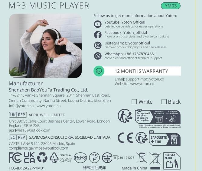 MP3 Player with Bluetooth 5.2, 64GB, HiFi-Music, with Sports Clip and Indepen...