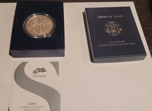 2008-W. AMERICAN EAGLE SILVER UNCIRCULATED COIN- ONE OUNCE- W/ BOX and COA
