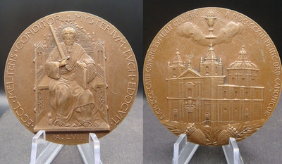 1913 Malta International Eucharistic Congress St Paul Cathedral Bronze Medal
