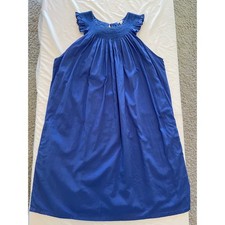 J.Crew Womens Blue Smocked Cotton Ruffle Sleeveless Shift Mini Dress Size S