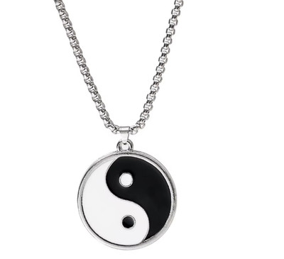 Mens Stainless Steel Protection Amulet Ying Yin Yang Pendant Necklace Men