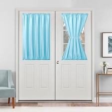 French Door Curtains Privacy, Rod Pocket Semi Sheer Front Curtain for Door Windo