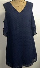 Table Eight Vintage Sz 12 Tunic Dress Chiffon Cold Shoulder Lined Textured VGC