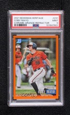 2021 Bowman Heritage Prospects Orange Chrome Refractor 7/25 Coby Mayo PSA 9 0e2x