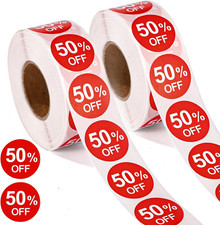 2000Pcs 1In round Self Adhesive Discount Stickers 50 Percent Off