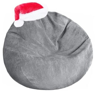 Bean Bag Chair Cover (No Filler) Stuffed Animal Storage Bean L for Adults Gray