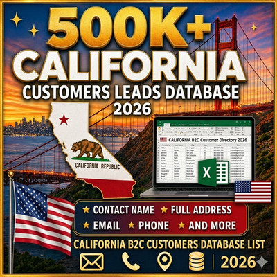 500K CALIFORNIA USA Customers email Database B2C Contact Leads   Excel file 2026
