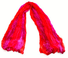 Vibrant Purple Red Orange Sheer Crinkle Tie Dye Scarf Wrap 65" x 22" NEW