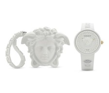 New Authentic Versace Women’s V-Pop Silicone Watch with Pouch 39mm Royal White