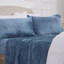 Ultra Soft Micro Fleece Sheets Set with Extra Deep Pockets Full Lake Blue
