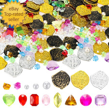 319 Pcs Pirate Treasure Gold Fake Coins Halloween Plastic Gems Jewels Playset