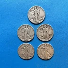 Lot of 5 WALKING LIBERTY HALF DOLLARS - 1941-1945