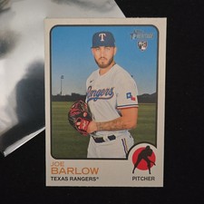 2022 Topps Heritage Joe Barlow #92 Texas Rangers MLB Rookie Baseball Card. rookie card picture
