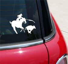 COWGIRL ROPING LASSO RUNAWAY RODEO HORSE GRAPHIC DECAL STICKER ART CAR WALL