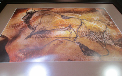 Bison Cave Painting Print Framed 33 x 23 Caverne Pont D'Arc Unique Print RUSTIC