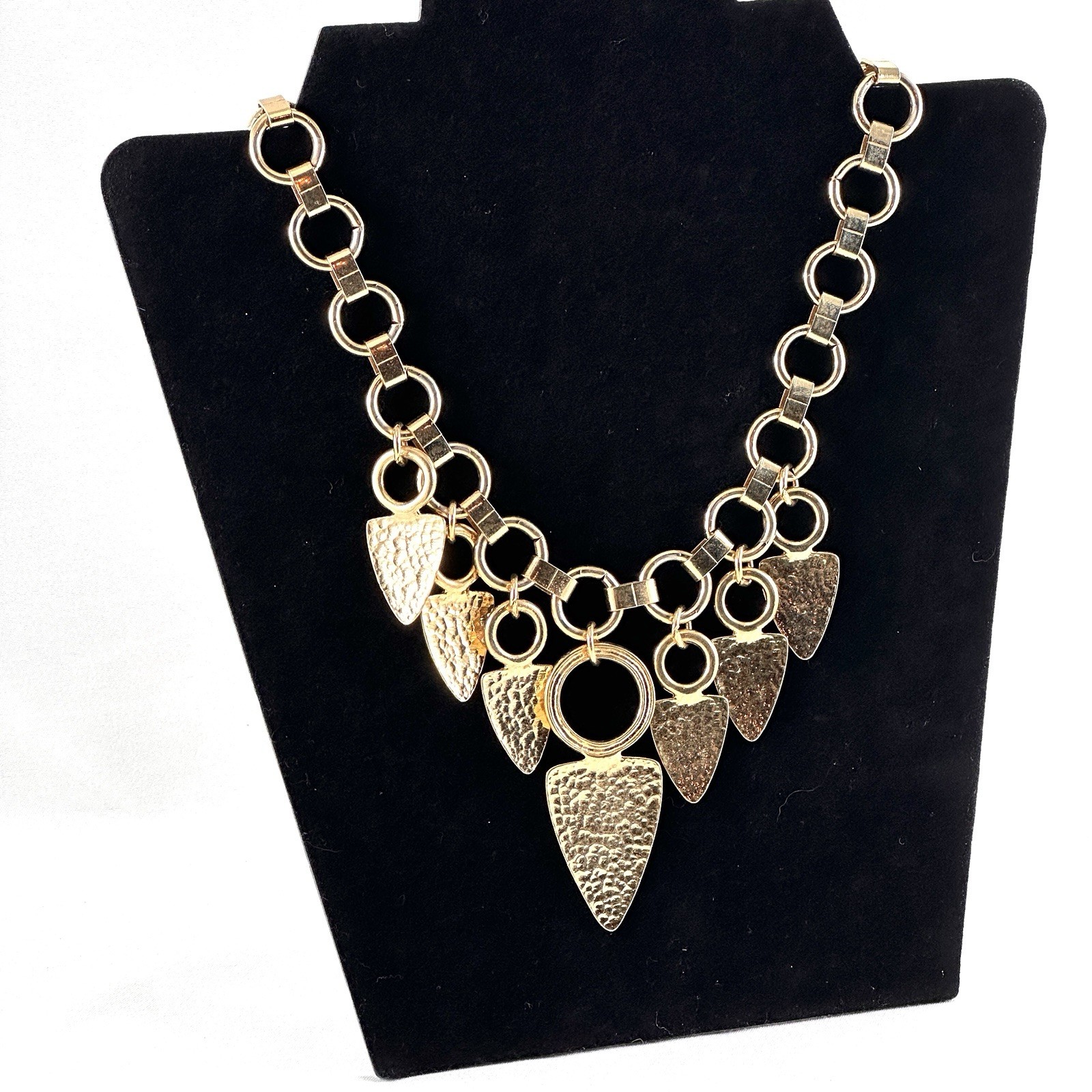 Vtg Goldtone Dangle Arrowhead Statement Necklace … - image 2