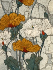 Vintage Style Botanical Poppy Flower Illustration Poster 18x24in