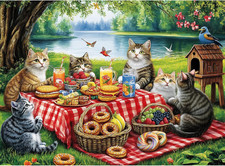500 Piece Puzzles for Adults, Cat Family Dinner Large Piece Jigsaw Puzzle For...