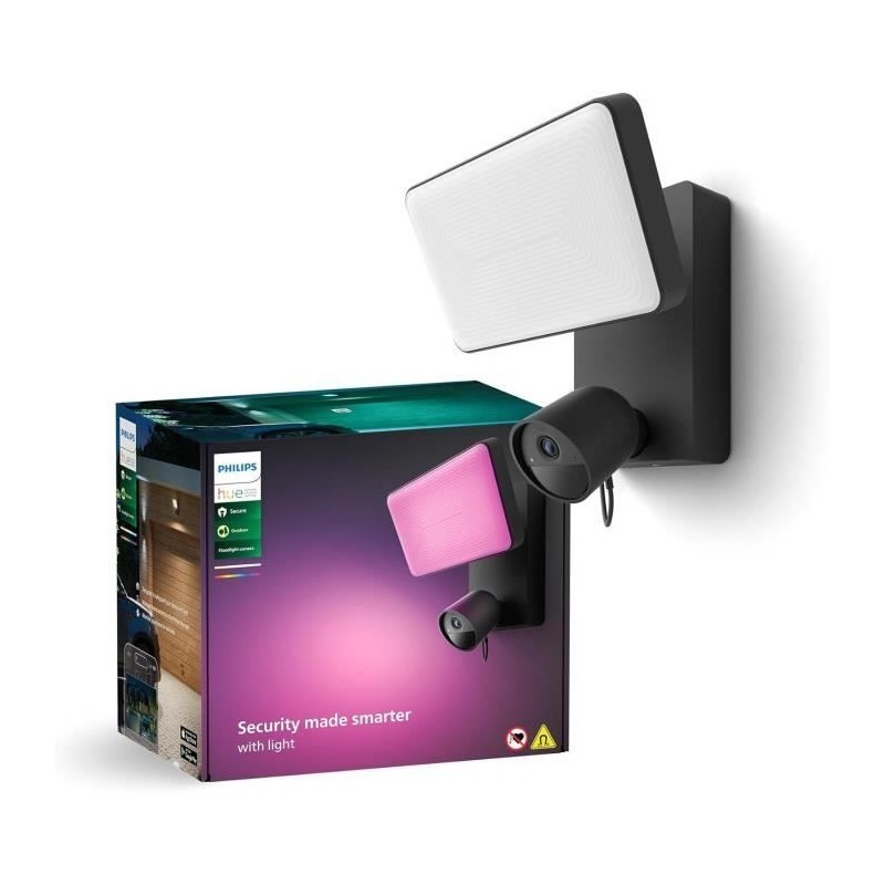 Projecteur caméra de sécurité intelligente extérieure Philips Hue Secur wifi avec éclairage LED connecté