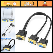DB9 Y Splitter Adapter Cable 1 Male to 2 Female RS232 Serial Extension Cord 50CM