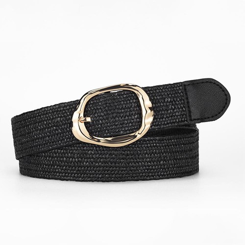 Gold Pin Buckle Pp Straw Braided Belt Wide Stretch Waistbanddecorative ~ - Picture 9 of 14