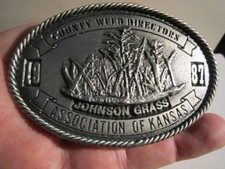 1987 COUNTY WEED DIRECTORS STATE OF KANSAS BELT BUCKLE HEAVY - GW-5