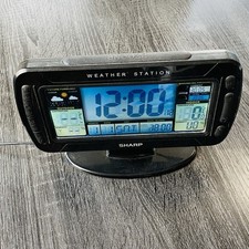 Sharp Spc775 Weather Station Dual Alarm Clock Color Display Indoor Outdoor Black