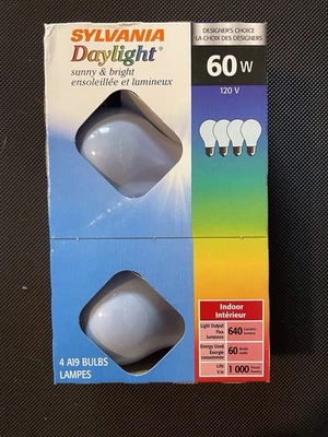 60 watt Light Bulbs Sylvania Daylight A19 4 Pack Not LED