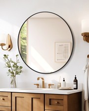 Bathroom mirror, wall-mounted high-definition bathroom mirror Round Black