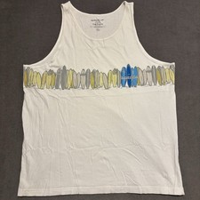 Speedo Brand Tank Top Men's XL White Surfboards On Beach Graphic Print Brah