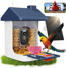 Bird Smart Bird Feeder With Camera Solar Powered Solar Roof - New
