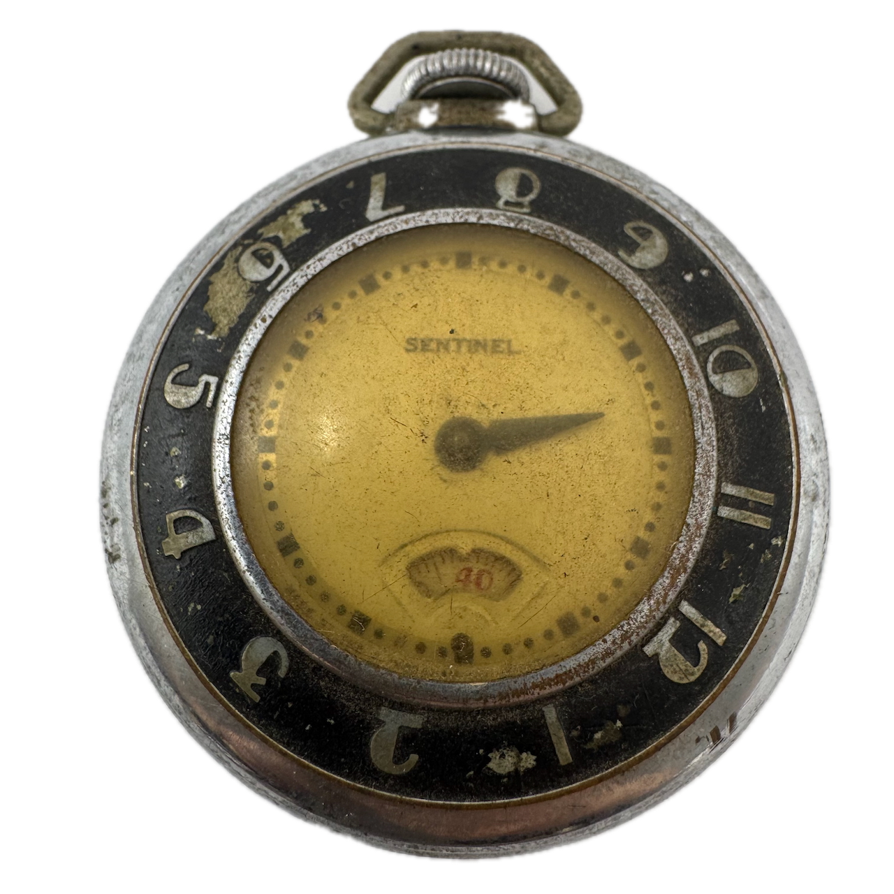 Antique 50mm Ingraham Sentinel Secometer Mechanical Pocket Watch for Parts
