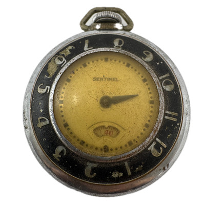 Antique 50mm Ingraham Sentinel Secometer Mechanical Pocket Watch for Parts 