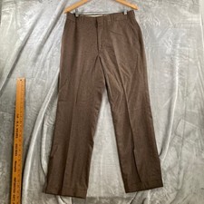 Pendleton Mens 33x29 Brown Wool Trousers Straight Leg Cuffed Made USA Rockabilly