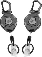 2Pack Heavy Duty Retractable Keychain, Tactical ID Badge Holder Reel Carabiner C